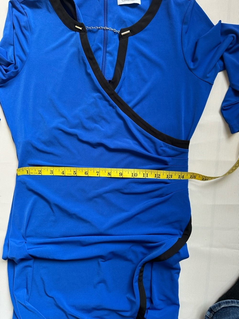 Women's Royal Blue Calvin Klein Blue Wrap Dress | Size M | Stretch - Picture 13 of 15